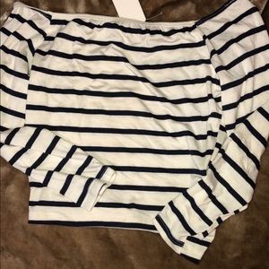 Navy and white striped crop top